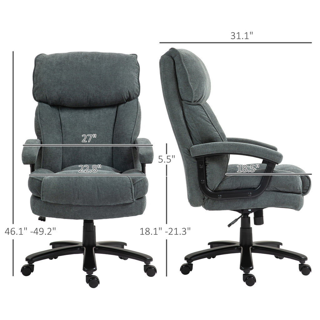 HOMCOM Big and Tall Office Chair, Up to 450 lbs. Heavy Duty High Back Desk Chair with Swivel Wheels, Executive Computer Chair