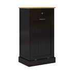 One Drawers and One-Compartment Tilt-Out Trash Cabinet Kitchen Trash Cabinet-Black - Grand Goldman Shop