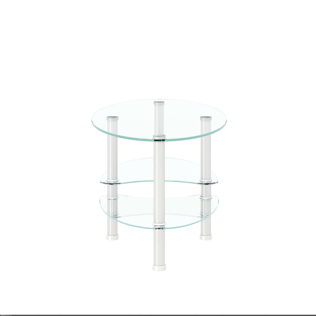 Modern Transparent Oval Glass Coffee Table with Stainless Steel Legs and 3-Layer Design for Living Room - Grand Goldman Shop