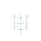 Modern Transparent Oval Glass Coffee Table with Stainless Steel Legs and 3-Layer Design for Living Room - Grand Goldman Shop