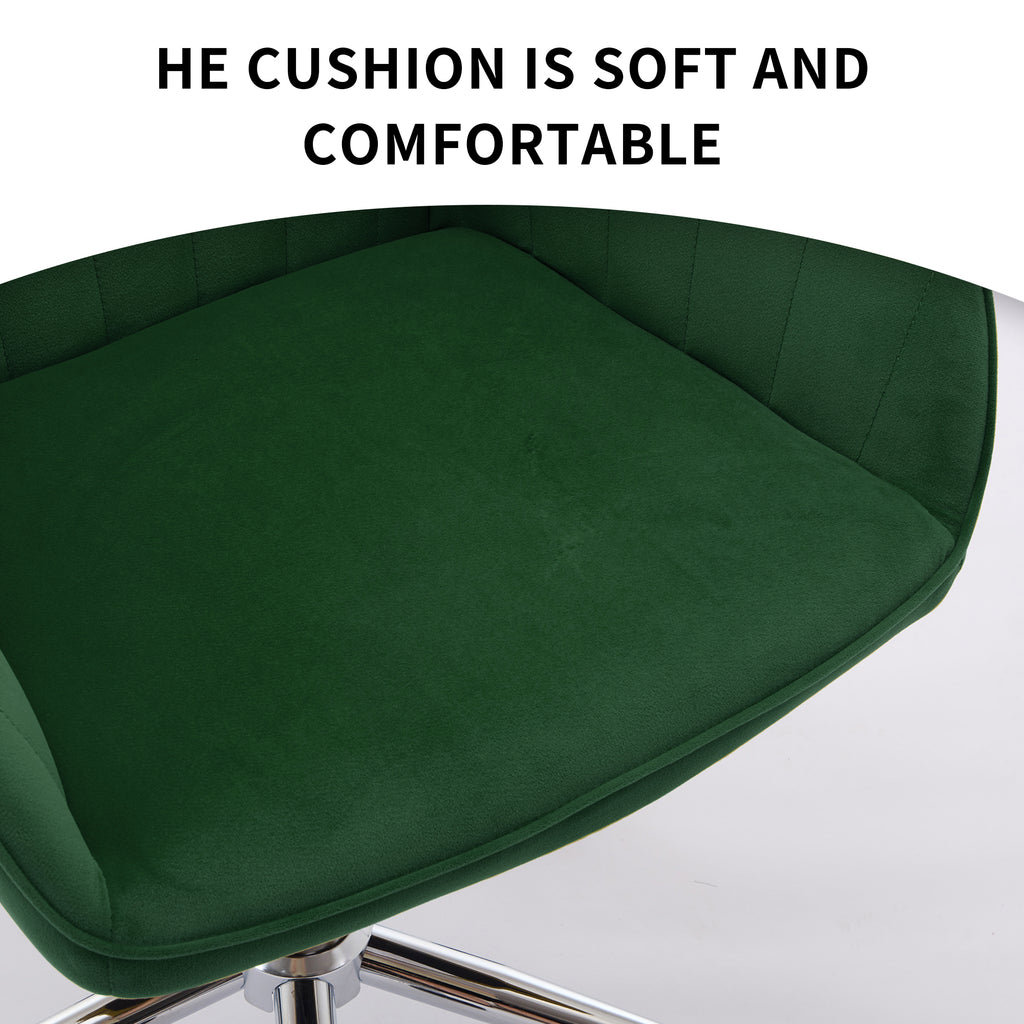 TY Adjustable Office Chair, Ergonomic Swivel Chair with Velvet Backrest Seat in Green, Comfortable for Long Sitting | Premium