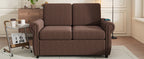 Orisfur Pull Out Sofa Bed Loveseat Sleeper with Twin Size Memory Mattress, USB Ports, Brown Linen, 57.9' - Grand Goldman Shop