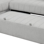 Modern L-shaped Sectional Pull Out Sofa Bed with USB Ports & Storage Ottoman, Gray Jacquard Fabric, 82.6' - Grand Goldman Shop