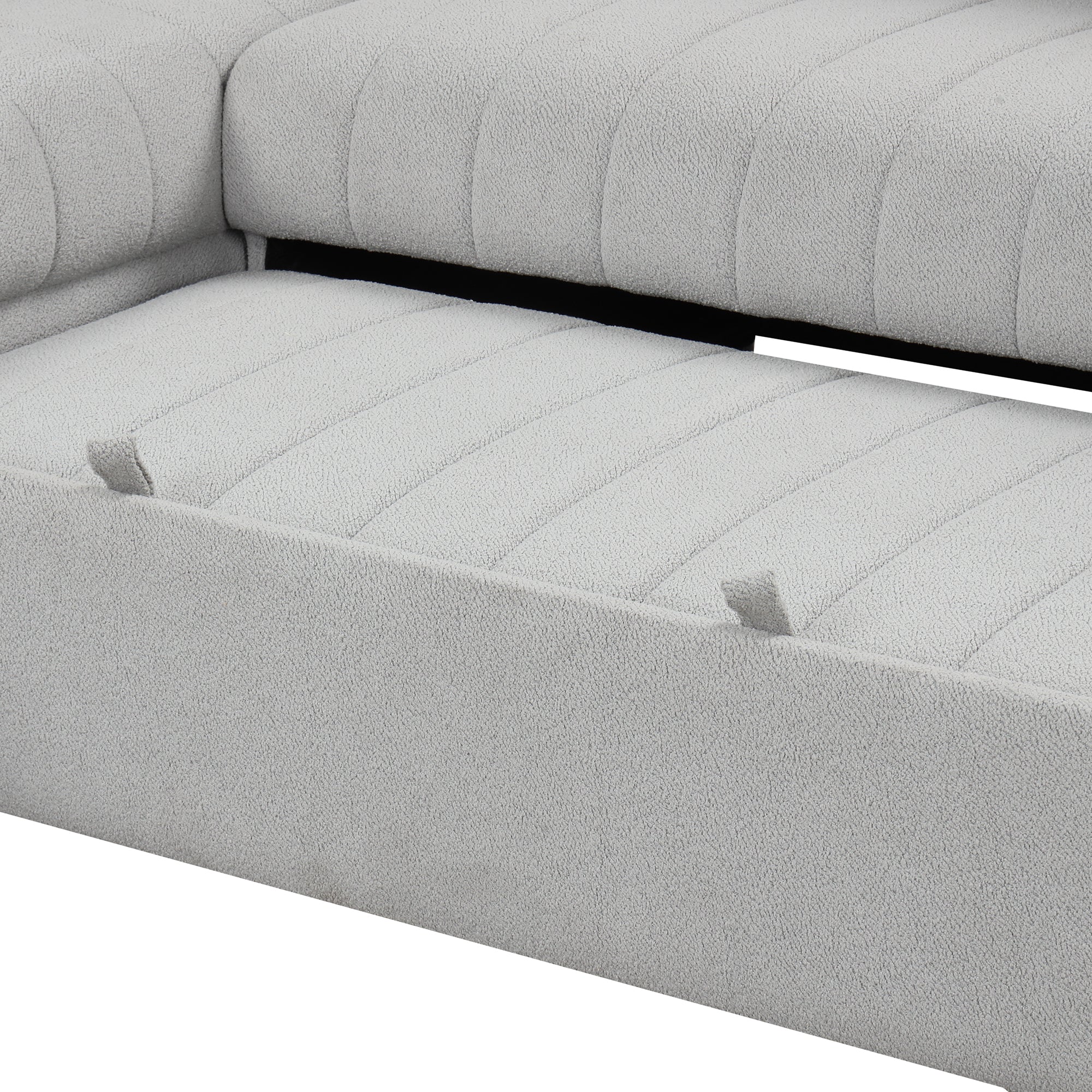 Modern L-shaped Sectional Pull Out Sofa Bed with USB Ports & Storage Ottoman, Gray Jacquard Fabric, 82.6' - Grand Goldman Shop