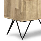 Hunter Tall Bookcase in Natural Finish with Black Metal Legs, Solid Mango Wood, 14D x 24W x 64H inches - Grand Goldman