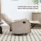 Heat Massage Manual Recliner Chair with Rocker and Swivel in Fabric for Living Room, Khaki - Grand Goldman Shop