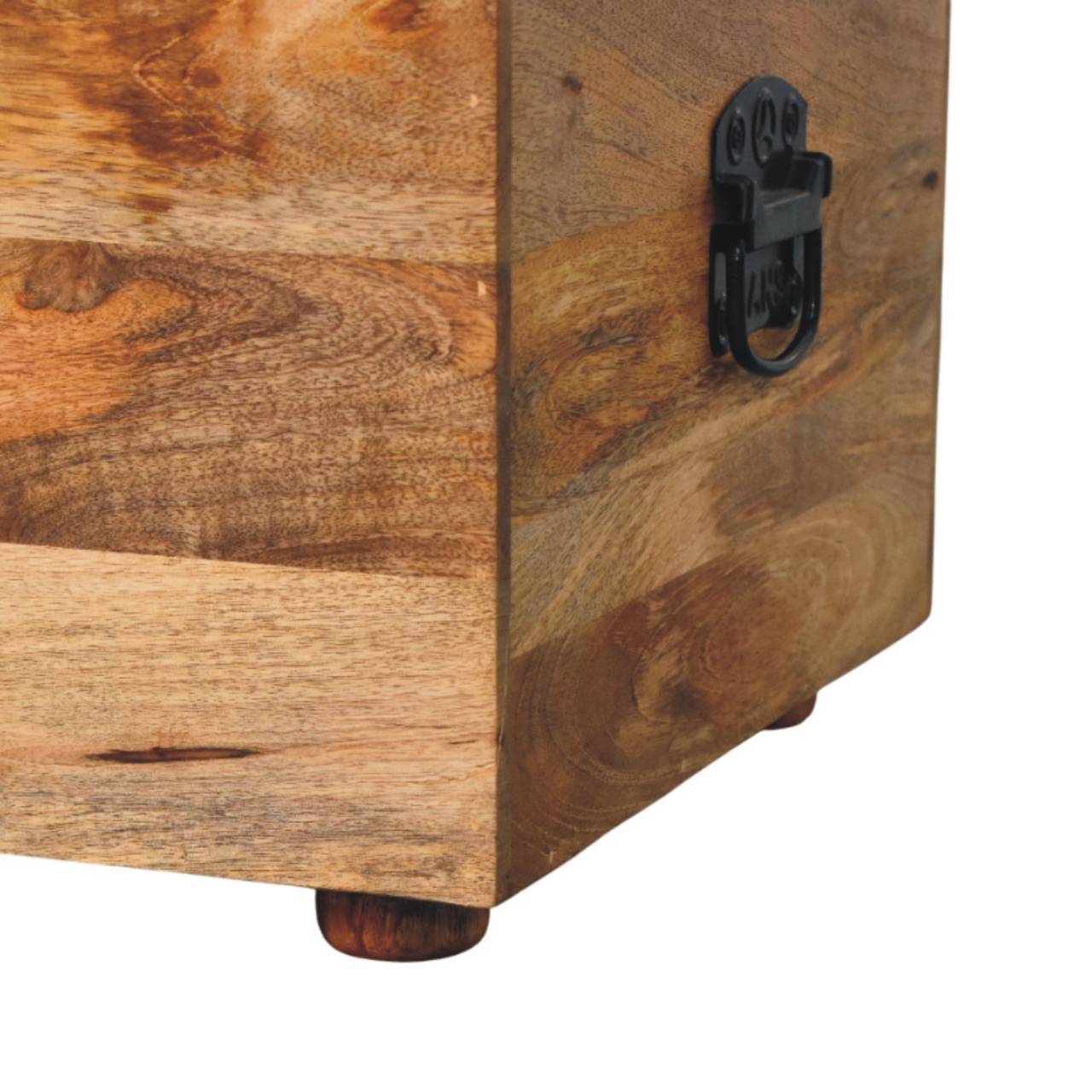 Solid Wood  Buffalo Hide Leather Upholstered Storage Trunk, Beige and Brown - Grand Goldman Shop