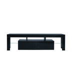 Modern Black TV Stand, 20 Colors LED TV Stand w/Remote Control Lights - Grand Goldman Shop