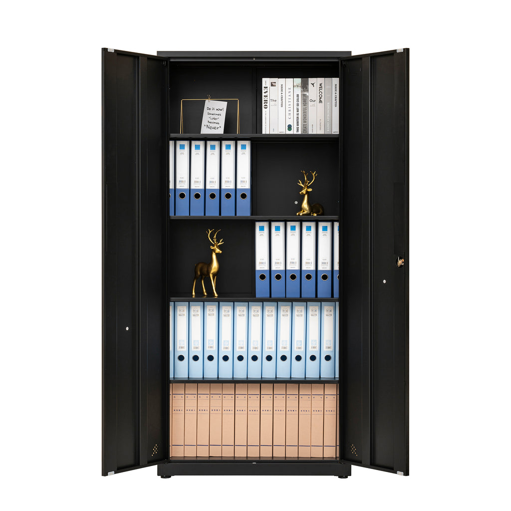 High Storage Cabinet with 2 Doors and 4 Partitions to Separate 5 Storage Spaces, Home/ Office Design - Grand Goldman