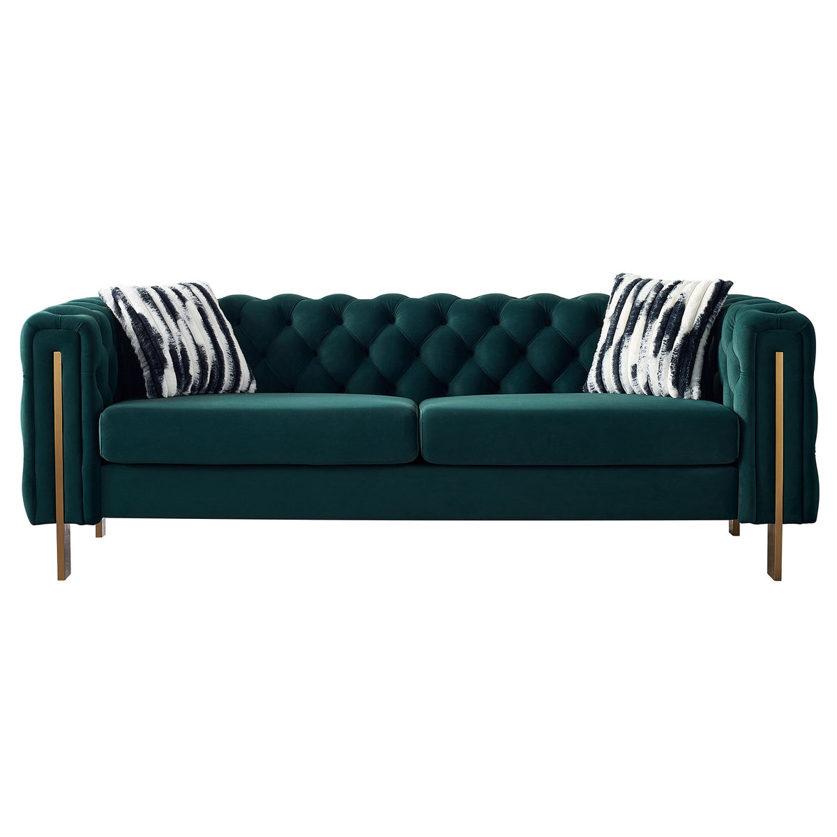 Chesterfield Modern Tufted Velvet Living Room Sofa, 84.25''W Couch,Green - Grand Goldman Shop
