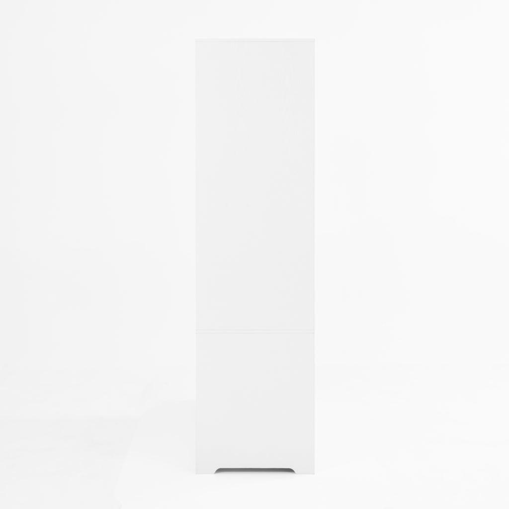 4 Doors Wardrobe Closet with Mirror, LED Wardrobe with Doors and 2 Drawers, Wooden Wardrobe Storage Cabinet with Hanging Rod, Adjustable Shelves, White - Grand Goldman Shop