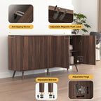 Sideboard Buffet Cabinet with Storage, Long Sideboard Storage Cabinet with 4 Doors, Wood Credenza Console Coffee Bar Cabinets with Adjustable Shelves for Living Room Kitchen Dining Room Walnut - Grand Goldman Shop