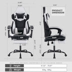 Gaming Chair with Footrest, High Back Gaming Chairs PVC Leather Ergonomic Office Gamer Chair Headrest Lumbar Support Racing S