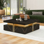 Modern Black Square Storage Coffee Table With 4 Drawers - Grand Goldman Shop