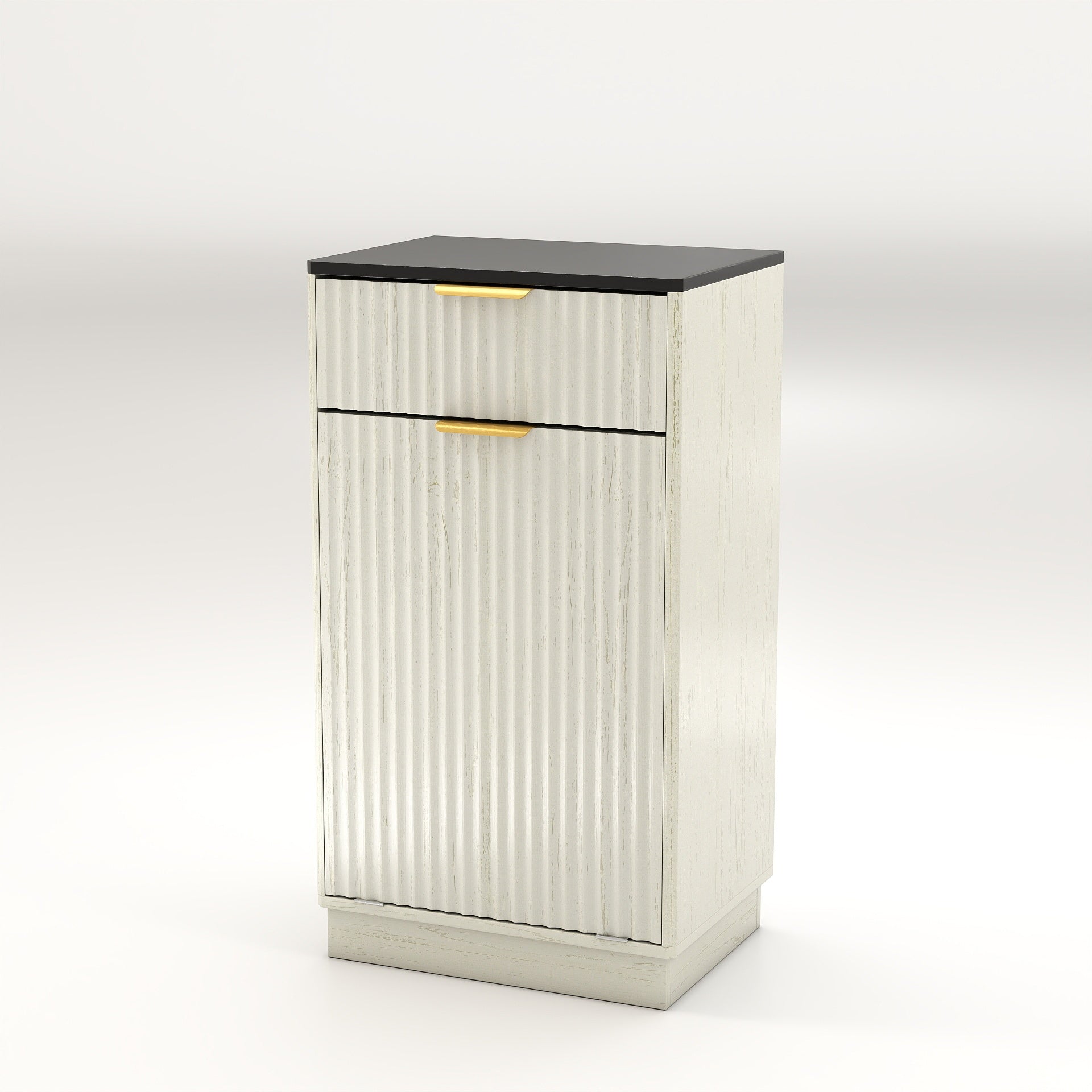 10-Gallon Woodgrain Tilt-Out Trash Can Cabinet Wooden Garbage Recycling Cabinet with Wave-Textured Hideaway Drawer&Pull-Out Bin-Multipurpose Kitchen/Bath Organizer in Antique White Finish - Grand Goldman Shop