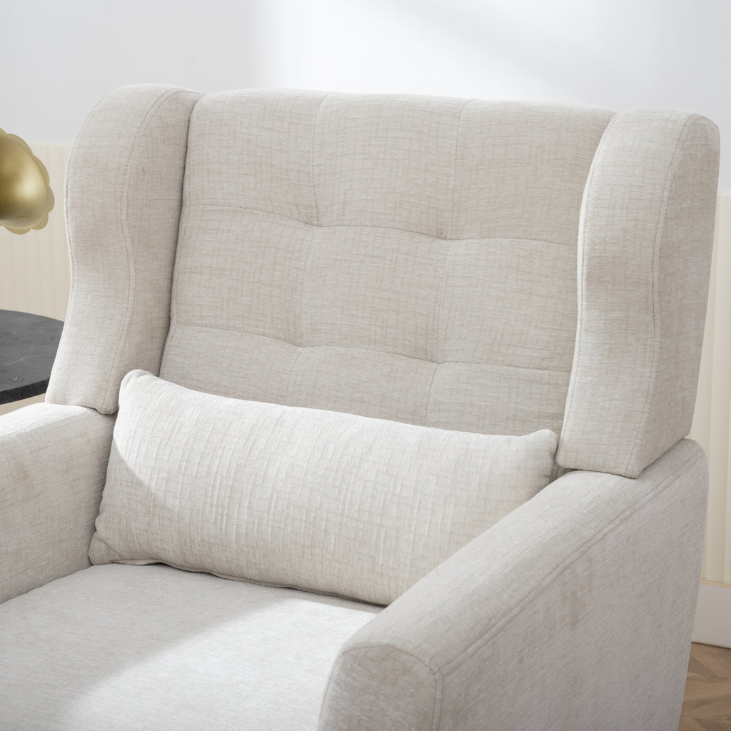 Modern Accent Chair Upholstered Foam Filled Living Room Chairs Comfy Reading Chair Mid Century Modern Chair with Chenille Fabric Lounge Arm Chairs Armchair for Living Room Bedroom (Beige) - Grand Goldman Shop