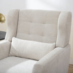 Modern Accent Chair Upholstered Foam Filled Living Room Chairs Comfy Reading Chair Mid Century Modern Chair with Chenille Fabric Lounge Arm Chairs Armchair for Living Room Bedroom (Beige) - Grand Goldman Shop