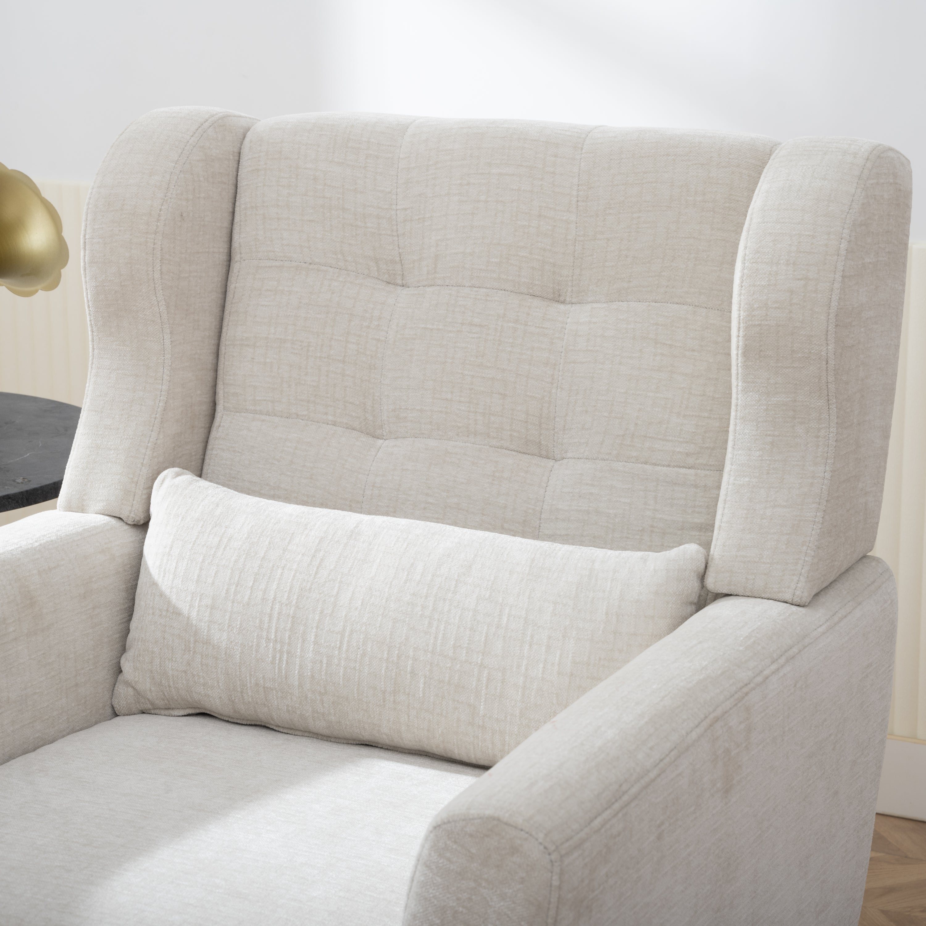 Modern Accent Chair Upholstered Foam Filled Living Room Chairs Comfy Reading Chair Mid Century Modern Chair with Chenille Fabric Lounge Arm Chairs Armchair for Living Room Bedroom (Beige) - Grand Goldman Shop