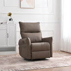 PU Rocking Recliner Chair, 360° Swivel Nursery Rocking Chair, Glider Chair, Modern Small Rocking Swivel Recliner Chair, Home Theater Seating, Side Pocket (Brown+360° Swivel) - Grand Goldman Shop
