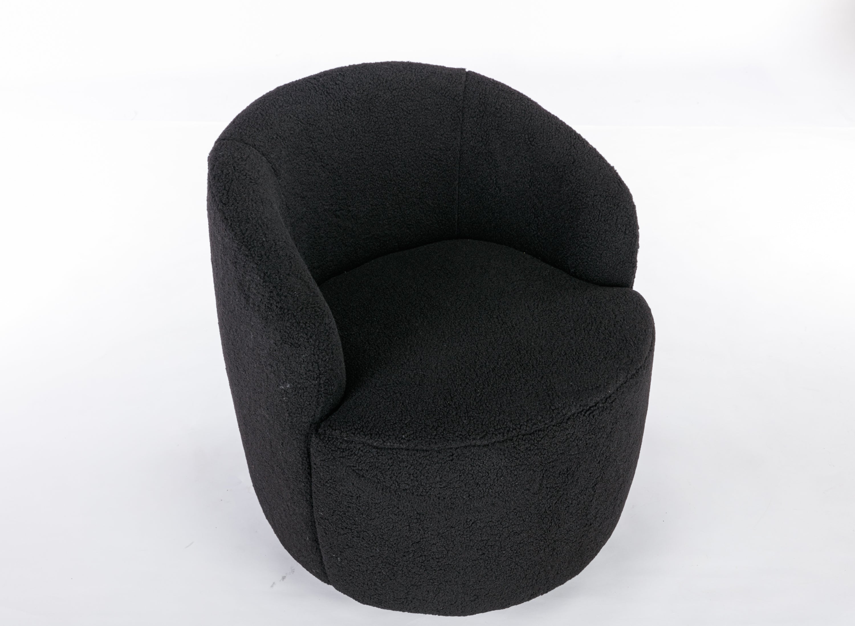 Teddy Fabric Swivel Accent Armchair Barrel Chair With Black Powder Coating Metal Ring,Black - Grand Goldman Shop