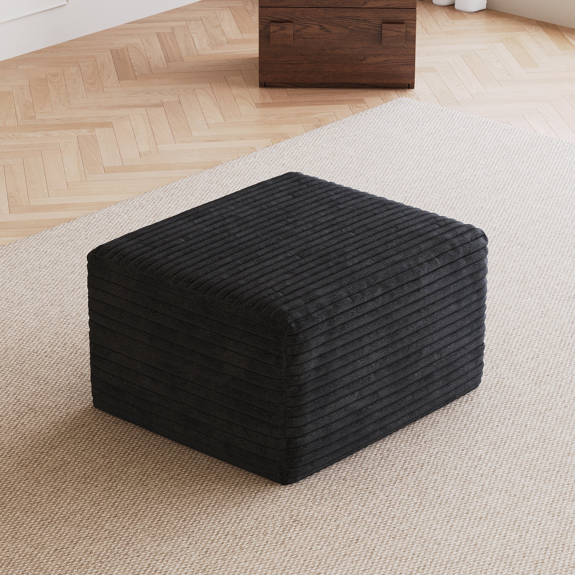Sofa ottoman ,No Assembly Required,Black(Plush Corduroy Fabric) - Grand Goldman Shop