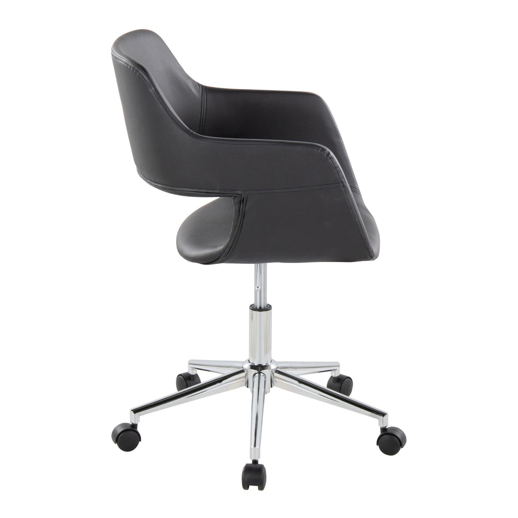 Contemporary Task Chair in Chrome Metal and Black Faux Leather | Premium Home Decor - Grand Goldman