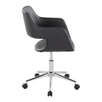 Contemporary Task Chair in Chrome Metal and Black Faux Leather | Premium Home Decor - Grand Goldman