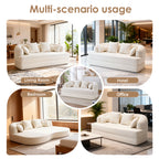 2-in-1 Foldable Sofa Bed,70 Inch Folding Boneless Couch Convertible Compressed Sleeper Sofabed, 4 Pillows for Living Room Apartment, Milk White - Grand Goldman Shop