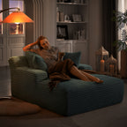 Oversized Chaise Lounge Chair Indoor, Corduroy Upholstered Modern Sofa Couch,No Assembly Required,Comfy Sleeper Sofa for Living Room,Office - Grand Goldman Shop