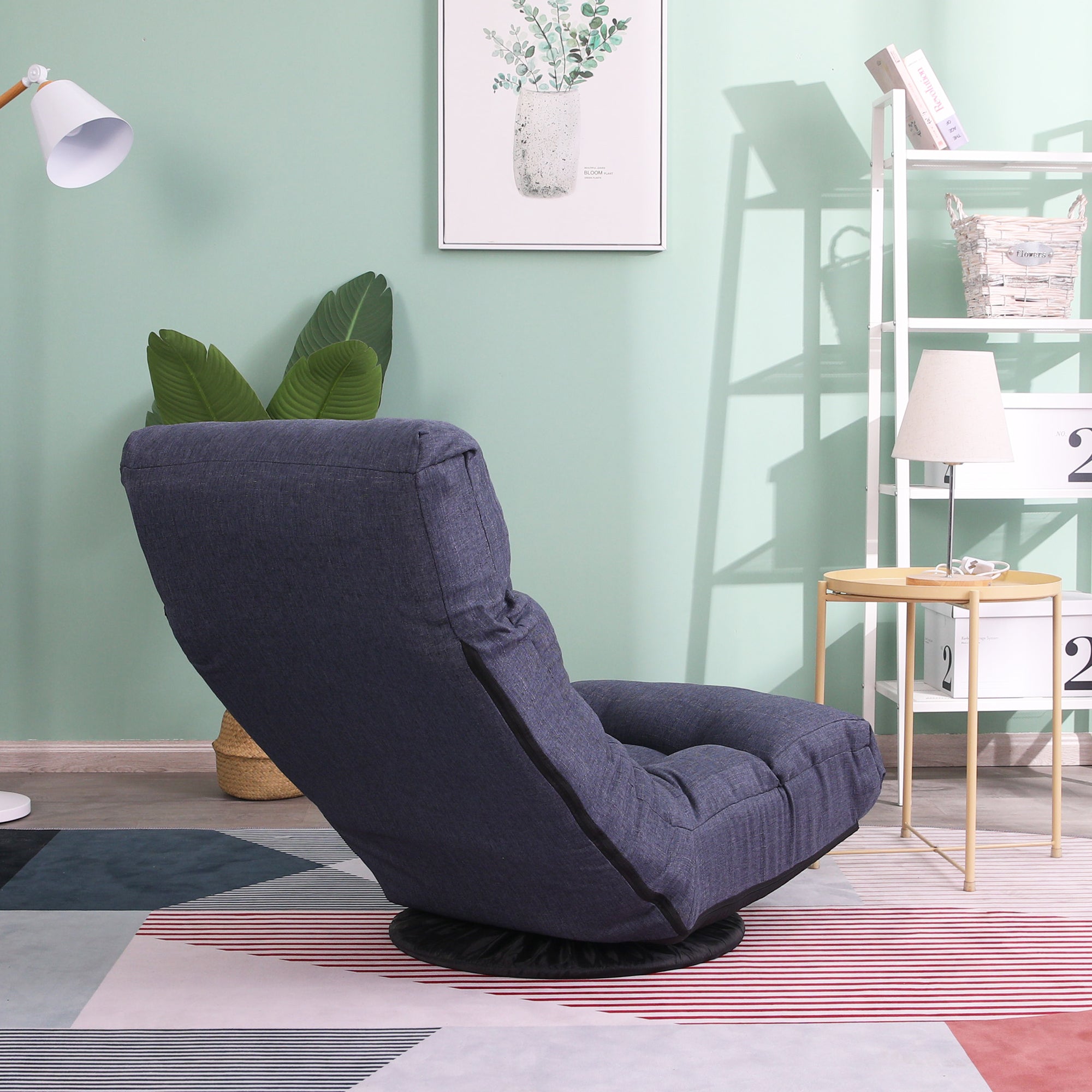 Navy Adjustable Japanese Reclining Floor Chair Sofa with Metal Frame for Living Room & Balcony - Grand Goldman Shop
