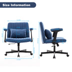 Modern Linen Blue Criss Cross Armrest Office Chair with Foldable Design, Soft Velvet Fabric, 36.6-Inch Height | Premium Home 