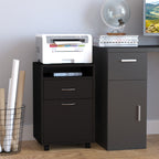 Mobile Storage Cabinet Organizer with Drawer and Cabinet, Printer Stand with Castors, Black - Grand Goldman