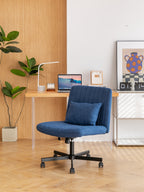 Modern Linen Blue Criss Cross Office Chair with Adjustable Height, Ergonomic Design, and Breathable Fabric in Blue Linen Mate
