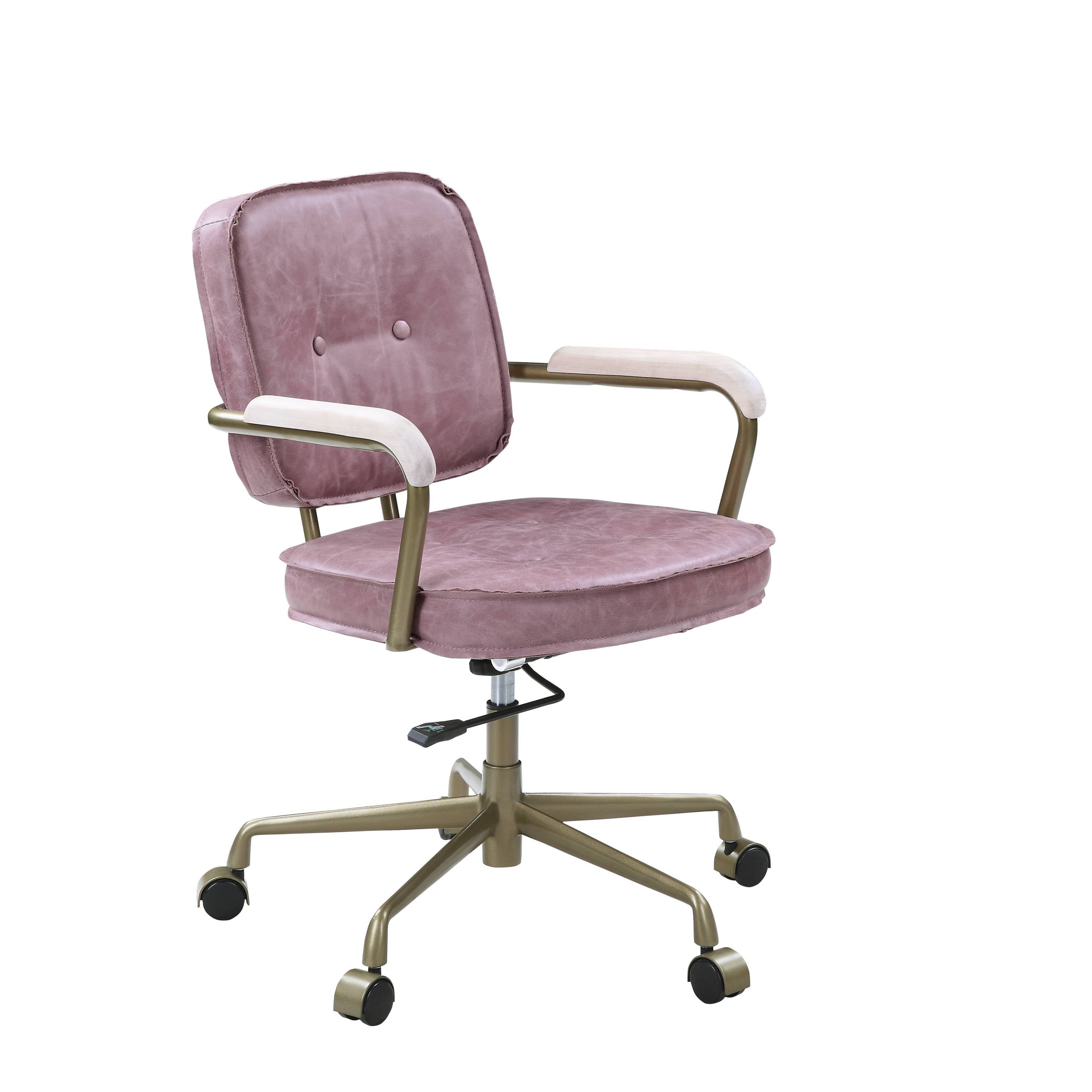 Siecross Pink Top Grain Leather Office Chair | Premium Home Decor - Grand Goldman