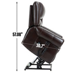 Power Lift Recliner Chair Heat Massage Dual Motor Infinite Position Up to 350 LBS, Faux Leather, Heavy Duty Motion Mechanism with USB Ports, Brown - Grand Goldman Shop