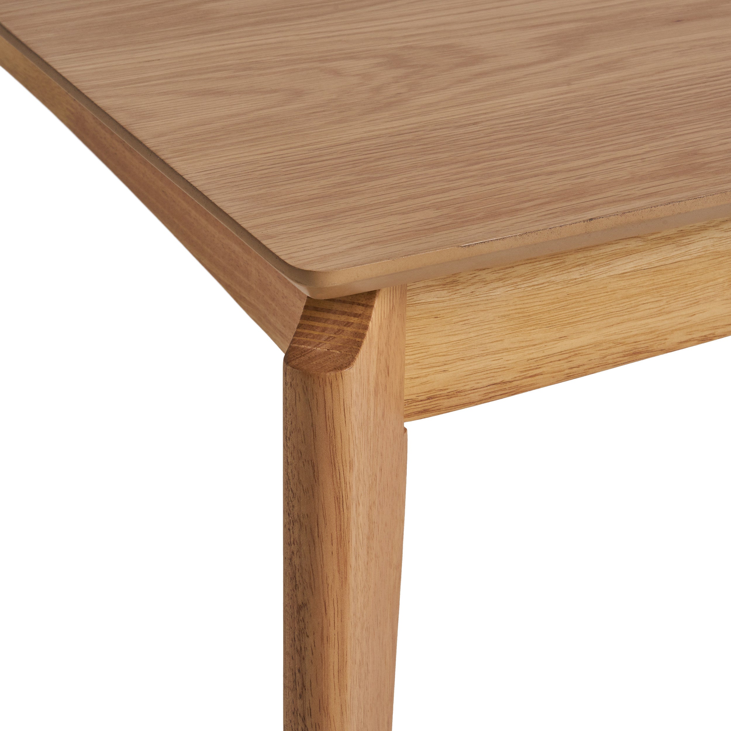 Mid-Century Dining Table, Rubberwood with Walnut Veneer, Natural Oak Finish, - Grand Goldman Shop