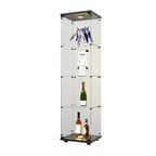LED lights  Glass Display Cabinet 4 Shelves with Door, Floor Standing Curio Bookshelf for Living Room Bedroom Office, 64.7'*1