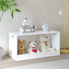 Open Toy Storage Box for Kids, White Wooden Organizer Bin for Plush Toys, Books, Nursery or Playroom Use | Premium Home Decor