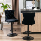 A&A Furniture,Swivel Velvet Barstools Adjusatble Seat Height from 25-33 Inch,17.7 inch base, Modern Upholstered Bar Stools with Backs Comfortable Tufted for Home Pub and Kitchen Island,Black,Set of 2 - Grand Goldman Shop