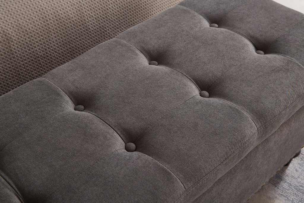 59' Bed Bench with Storage Grey Fabric - Grand Goldman Shop