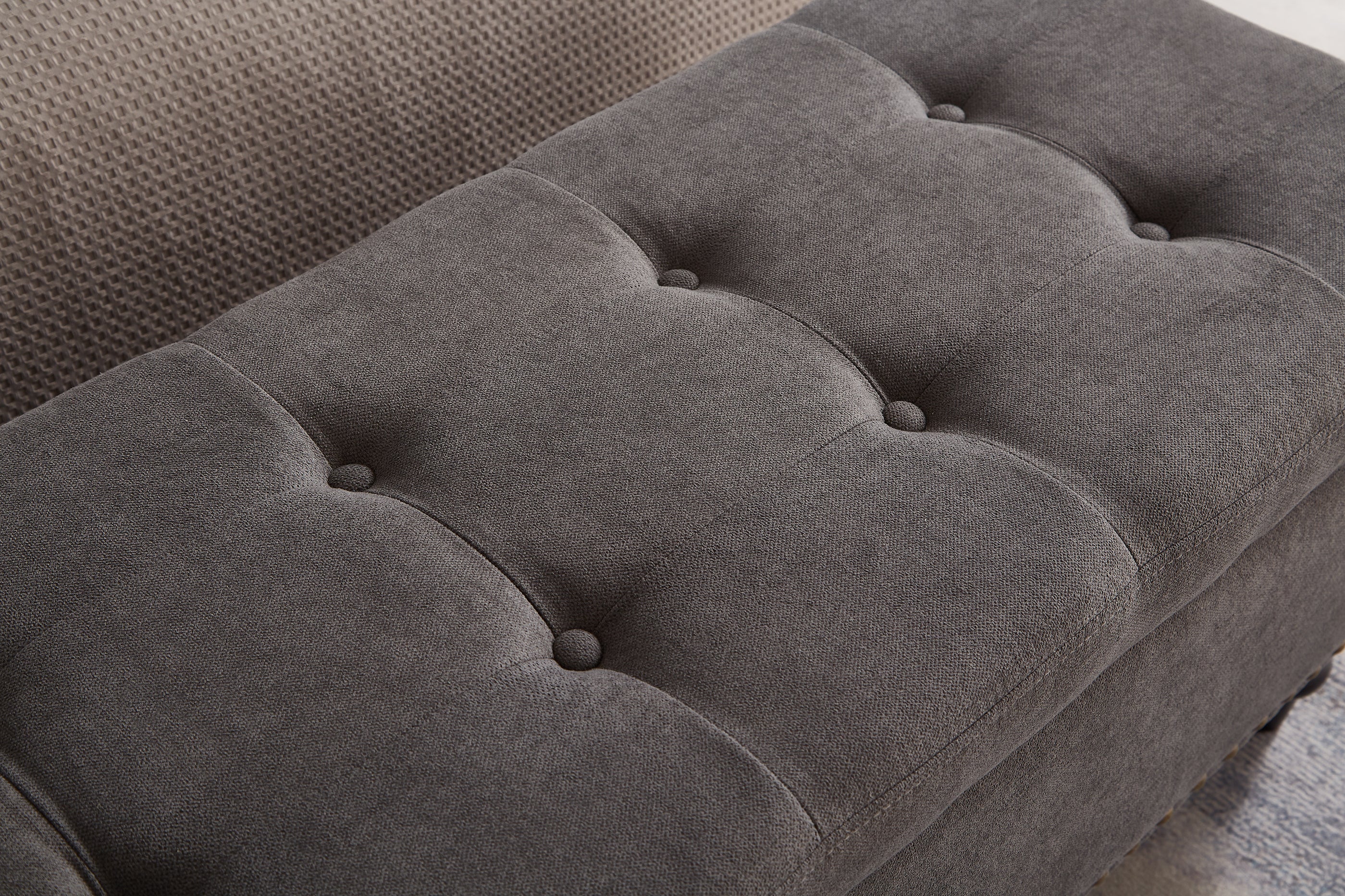 59' Bed Bench with Storage Grey Fabric - Grand Goldman Shop
