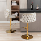 A&A Furniture,Swivel Barstools Adjusatble Seat Height, Modern PU Upholstered Bar Stools with  the whole Back Tufted, for Home Pub and Kitchen Island（Beige, Set of 2） - Grand Goldman Shop