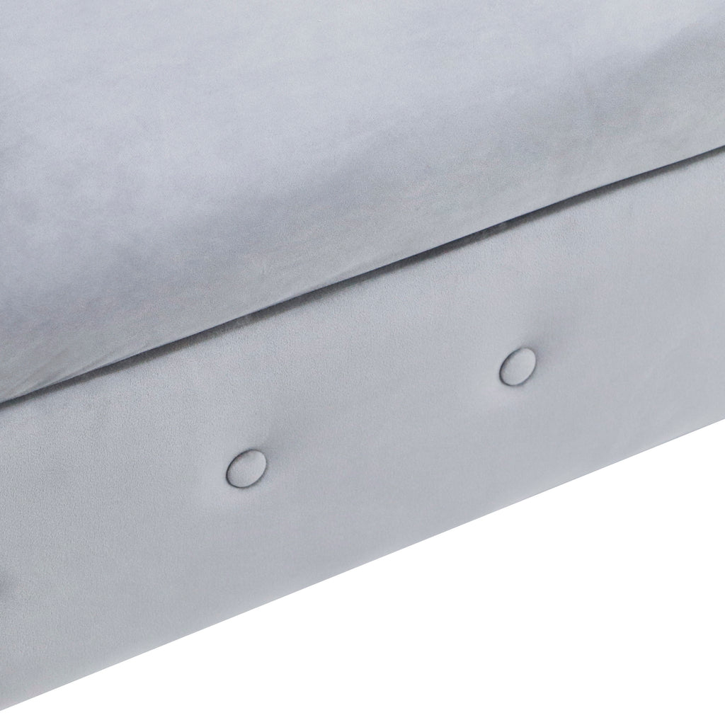 Grey Chaise Lounge Indoor, Velvet Lounge Chair for Bedroom with Storage & Pillow, Modern Upholstered Rolled Arm Chase Lounge for Sleeping with Nailhead Trim for Living Room Bedroom Office - Grand Goldman Shop