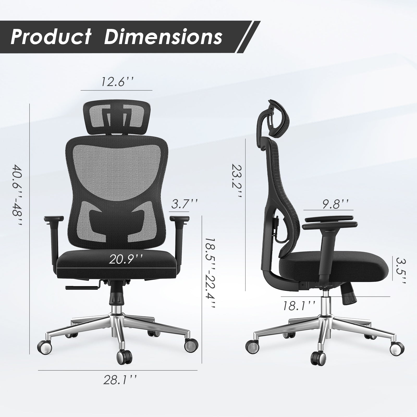 Ergonomic Office Chair,Mesh Desk Chair with Adjustable Lumbar Support and Headrest,Comfy Computer Chair with 3D Armrest Recli