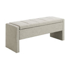 Modern Upholstered Bed End Bench with Storage, Comfy Light Grey Linen Foot Rest for Living Room and Bedroom - Grand Goldman Shop