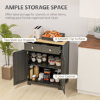 HOMCOM Sideboard with Solid Wood Countertop, Modern Kitchen Storage Cabinet, Coffee Bar Cabinet with 2 Drawers, Doors and Adj