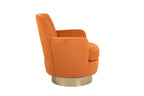 Velvet Swivel Barrel Chair, Swivel Accent Chairs Armchair for Living Room, Reading Chairs for Bedroom Comfy, Round Barrel Chairs with Gold Stainless Steel Base (Orange) - Grand Goldman Shop