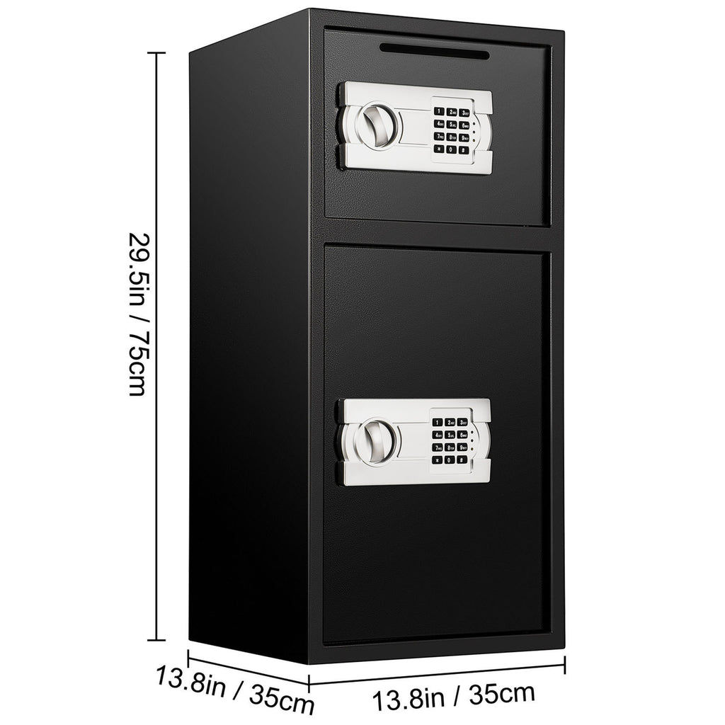 Large Double Door Security Safe Box 2.6 Cubic Feet Steel Safe Box Strong Box with Digital Lock for Money Gun Jewelry Black - 