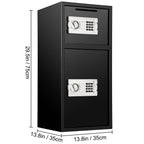 Large Double Door Security Safe Box 2.6 Cubic Feet Steel Safe Box Strong Box with Digital Lock for Money Gun Jewelry Black - 