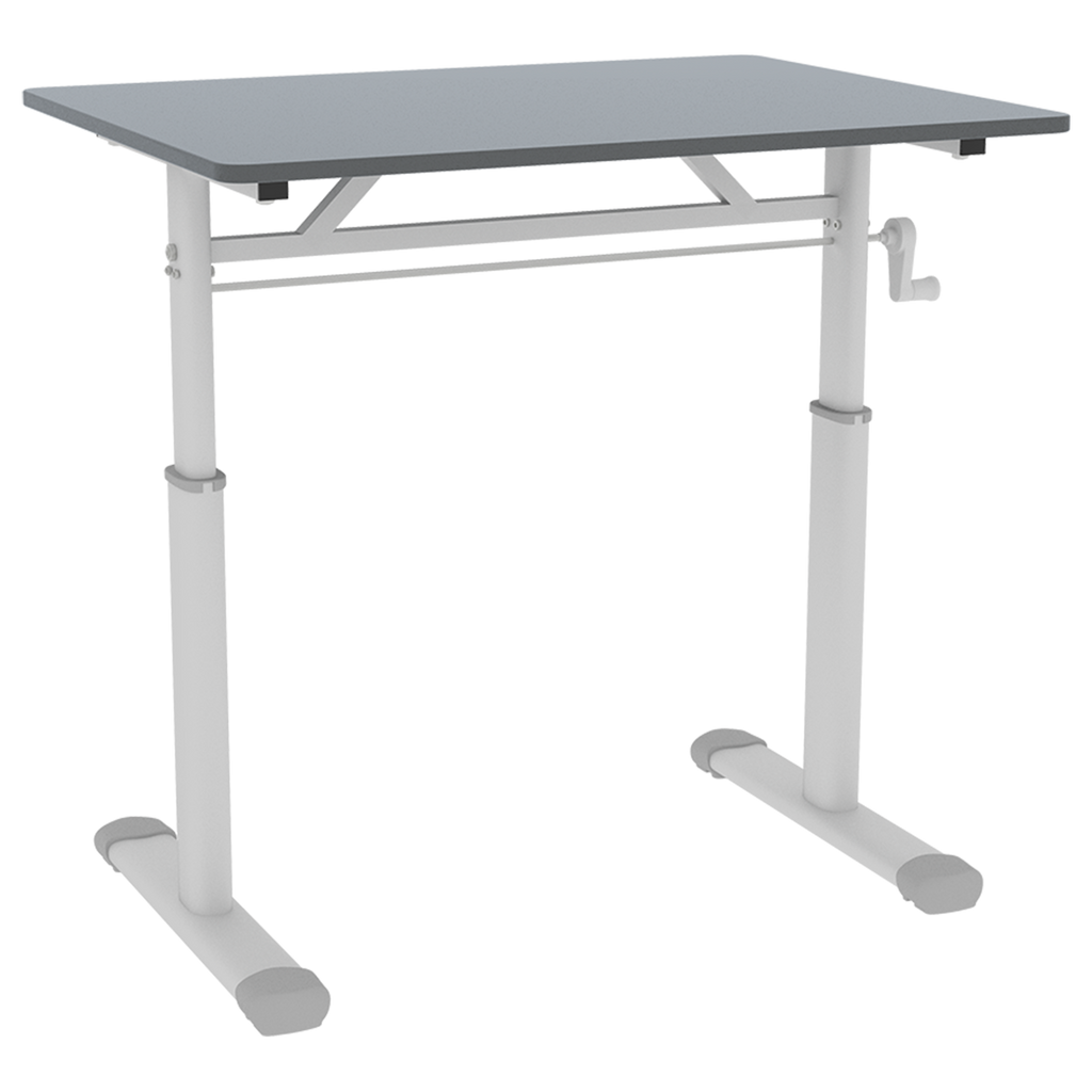 Adjustable Study Desk for Kids and Adults, Height-Adjustable Home Office Desk, White Frame with Gray Tabletop, 60cm x 80cm Co